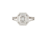 1.15ctw Mosaic Diamond Double Frame Engagement Ring in 18K