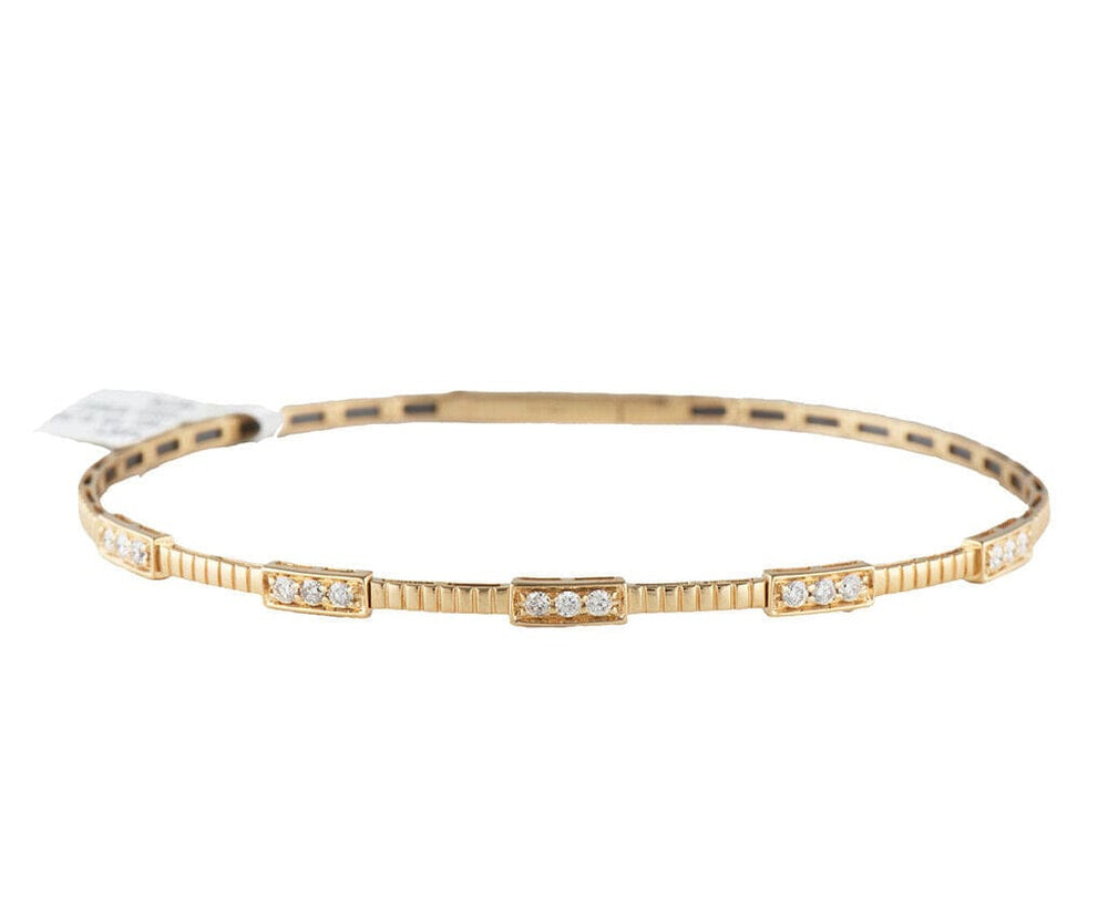 New 0.33ctw Diamond Station Flex Bangle Bracelet in 14K