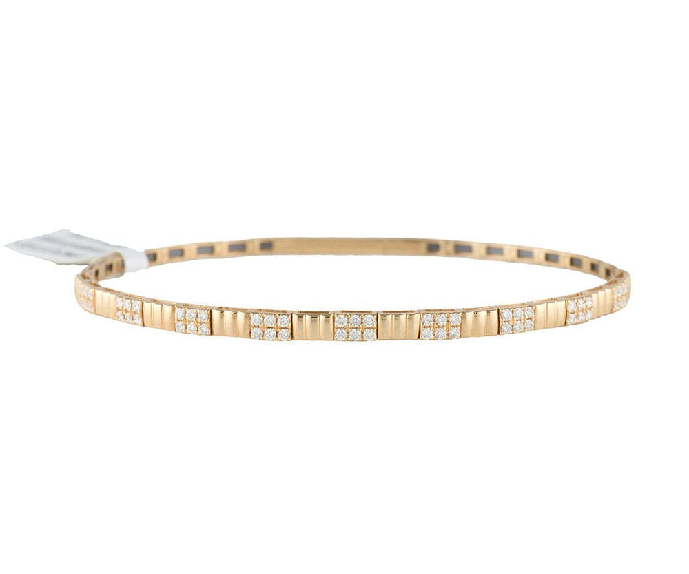 New 0.48ctw Diamond Ribbed Flex Bangle Bracelet in 14K