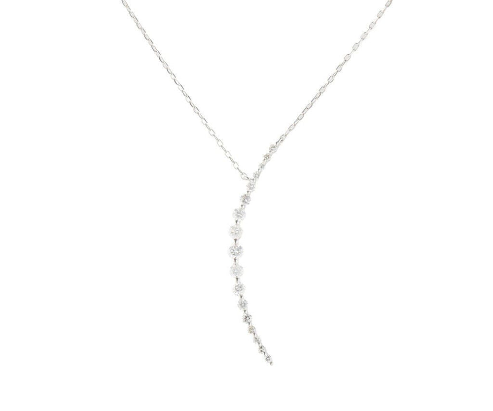 New 0.34ctw Diamond Graduated Curved Line Pendant Necklace in 14K