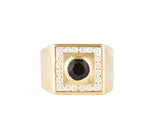 Gents 2.05ctw Black and White Diamond Square Frame Ring in 18K
