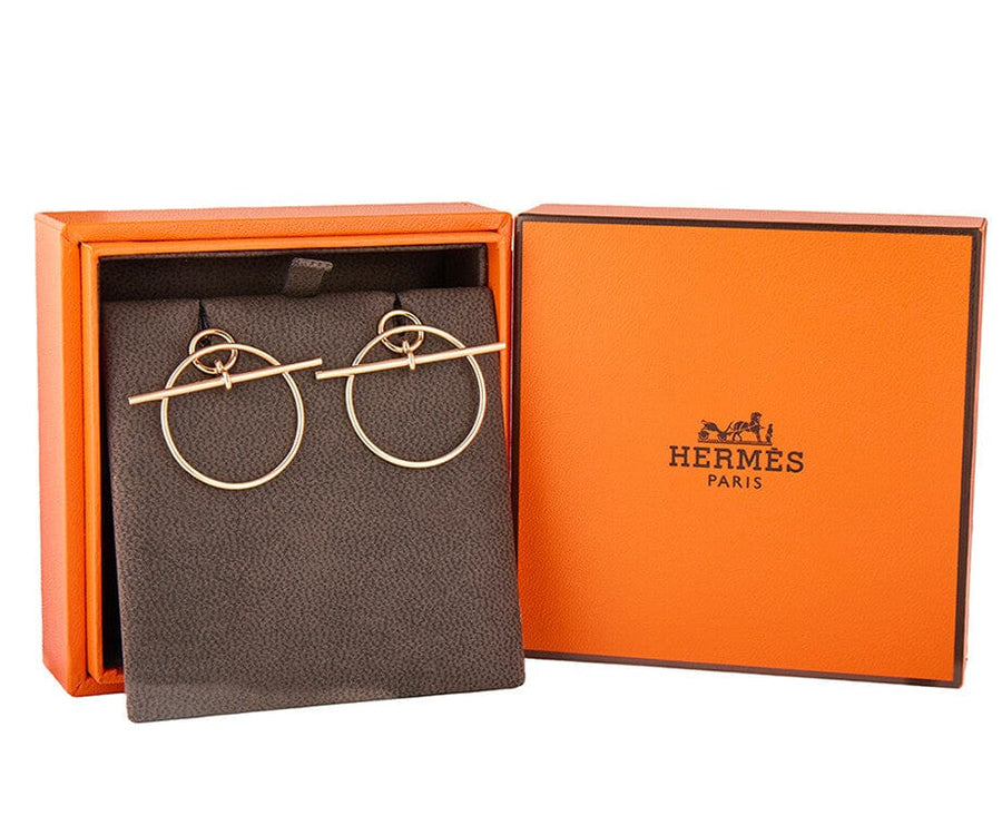 Hermes Small Model Loop Drop Earrings in 18K W/Box – Watch