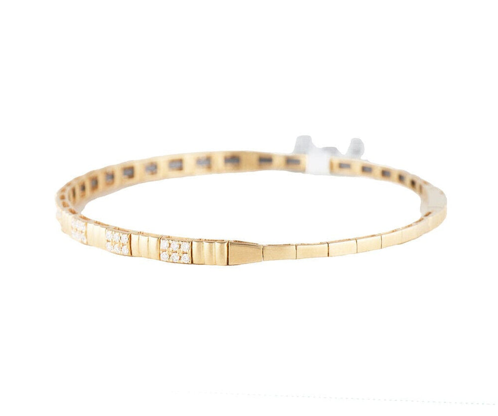 New 0.48ctw Diamond Ribbed Flex Bangle Bracelet in 14K