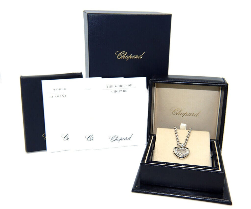Chopard Happy Diamonds Five Stone Heart Pendant Necklace in 18K W/Box and Papers