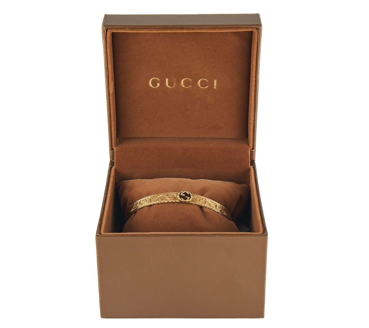 GUCCI ブレスレット 箱付き Gucci GG Interlocking Engraved Cuff Bracelet in 18K W/Box – Watch