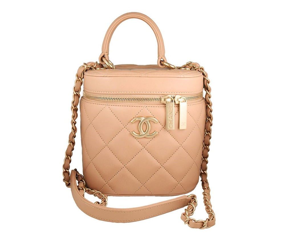 Chanel Trendy CC Beige Lambskin Quilted Vanity Case Bag – Watch