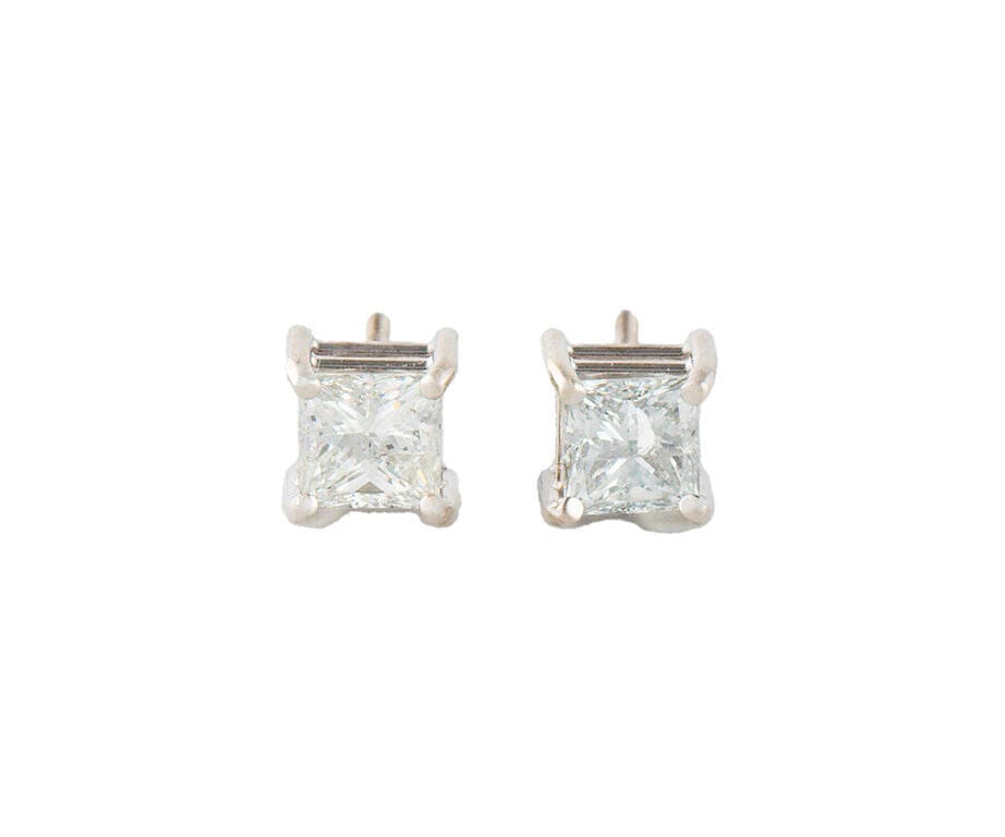 1.82ctw Princess Diamond Solitaire Stud Earrings in 14K