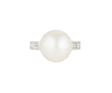 13.0MM South Sea Pearl and 0.60ctw Baguette Diamond Ring in 18K