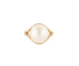 13.0MM Cultured Pearl and 0.25ctw Diamond Accent Ring in 14K