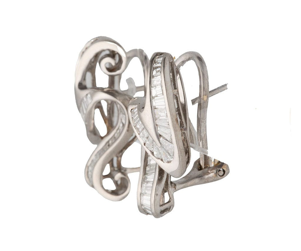 2.00ctw Baguette Diamond Twist Swirling Earrings in 14K