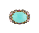 Le Vian Turquoise Pink Sapphire and Chocolate Diamond Domed Statement Ring in14K
