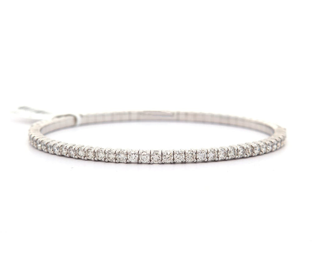 New 1.92ctw Round Diamond Flex Bangle Bracelet in 14K