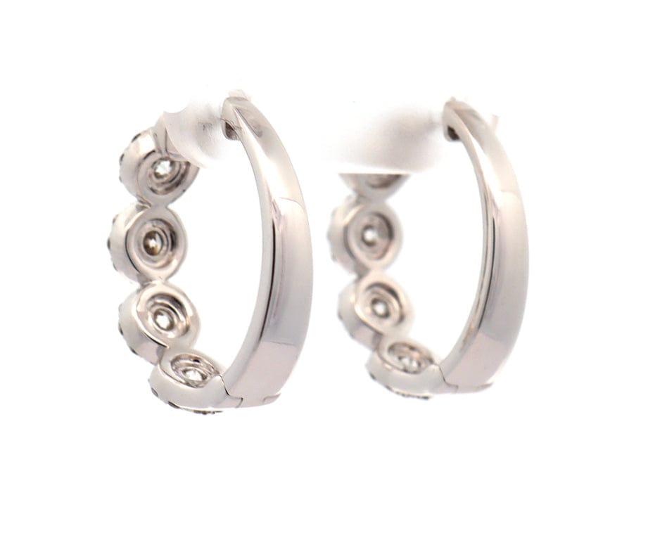 New 1.55ctw Round Diamond Halo Hoop Earrings in 14K