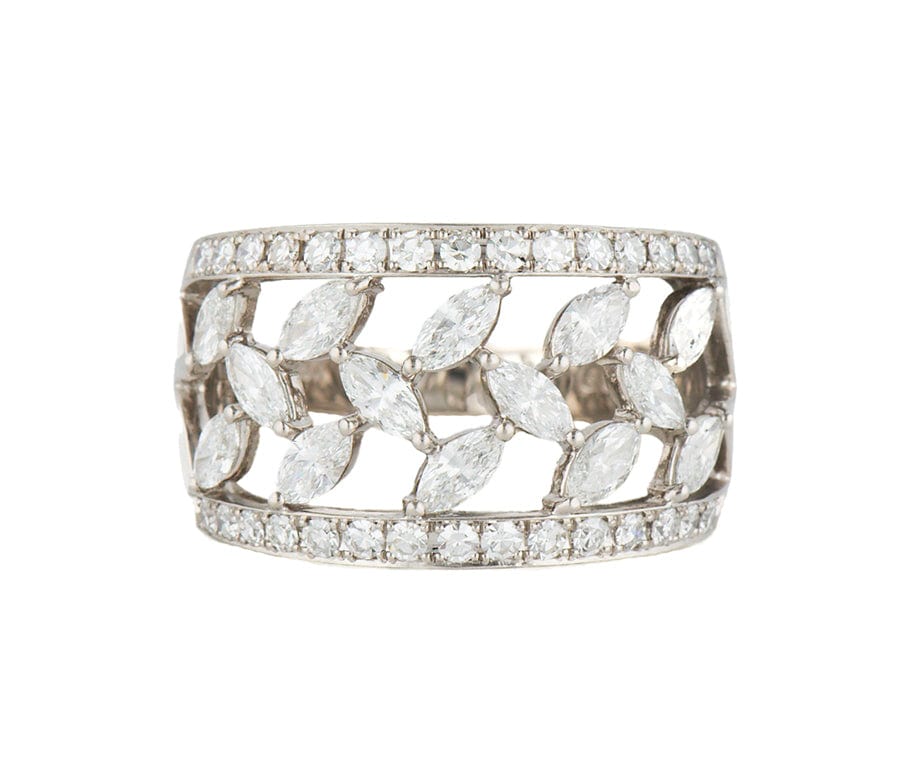 SUWA 1.25ctw Marquise and Round Diamond Wide Band Ring in Platinum
