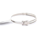 New 2.20ctw Round and Baguette Triple Row Bangle Bracelet in 14K