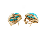 Fancy Turquoise and 0.25ctw Diamond Cushion Shaped Earrings in 14K
