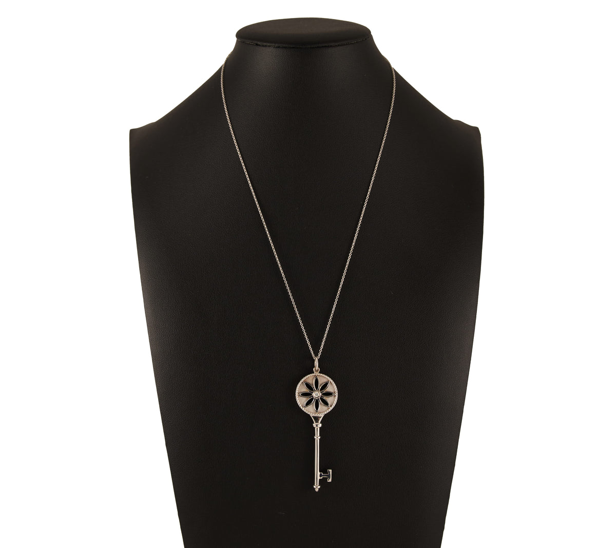 Tiffany & Co. 0.04ct Diamond Daisy Key Pendant Necklace in 18K