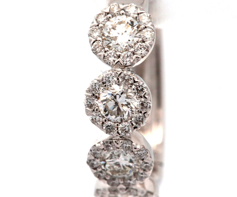 New 1.55ctw Round Diamond Halo Hoop Earrings in 14K
