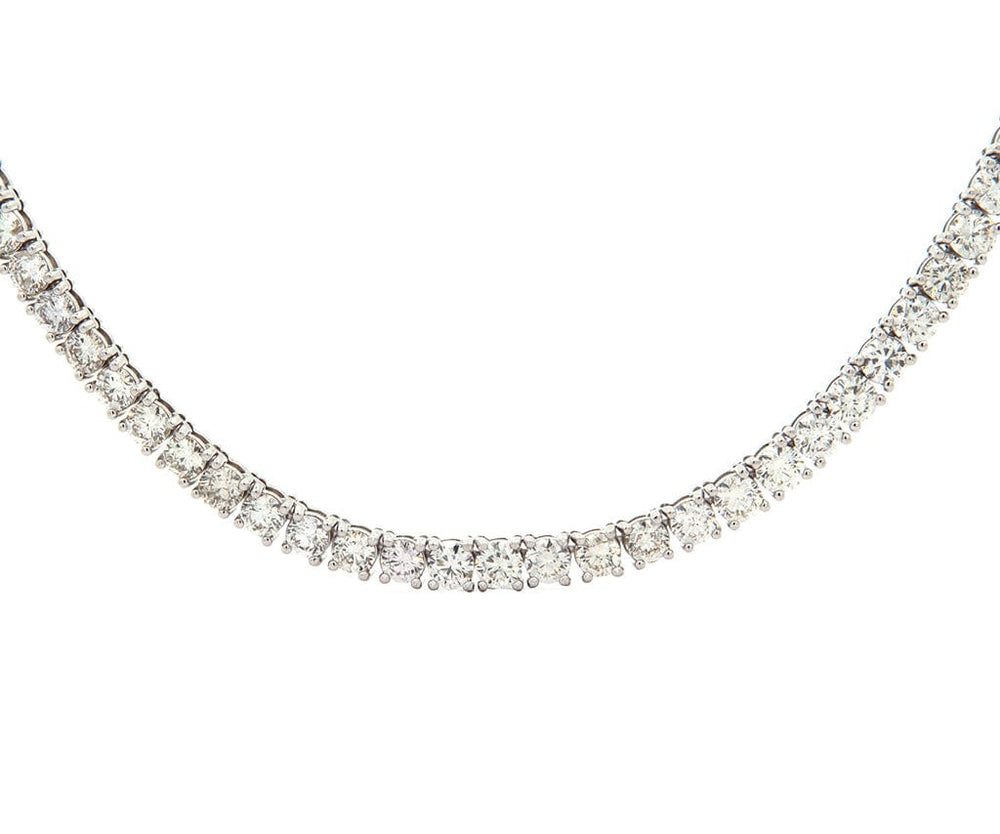 New 22.0ctw Round Diamond Prong Set Tennis Necklace in 14K