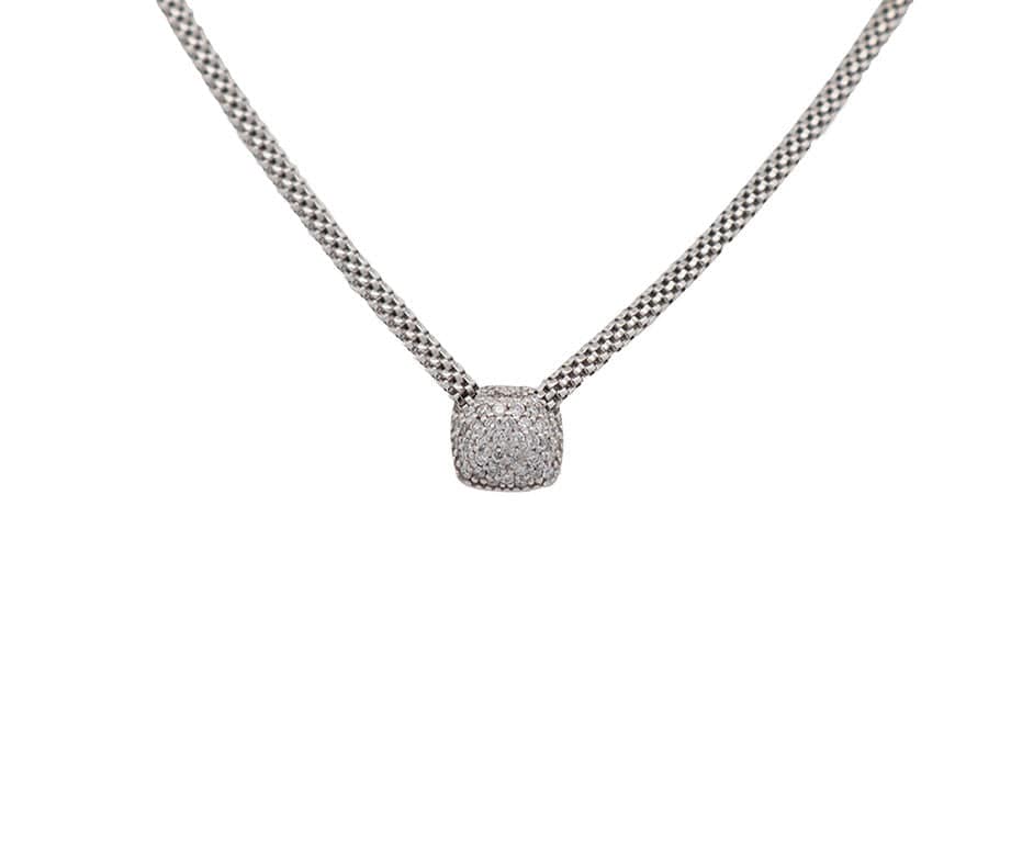 0.15ctw Pave Diamond Cushion Shaped Chain Necklace in 14K