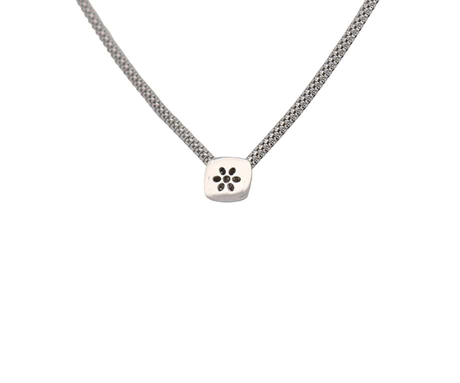 0.15ctw Pave Diamond Cushion Shaped Chain Necklace in 14K