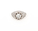 1.43 European Cut Diamond Vintage Inspired Engagement Ring in Platinum