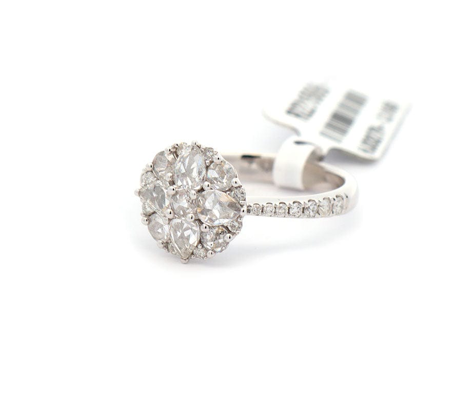 New 0.90ctw Pear and Round Rose Cut Diamond Ring in 14K