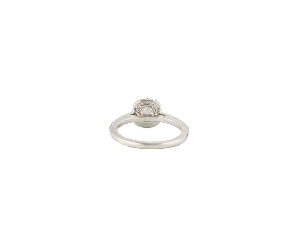 1.47ctw Cushion and Round Diamond Frame Engagement Ring in 18K