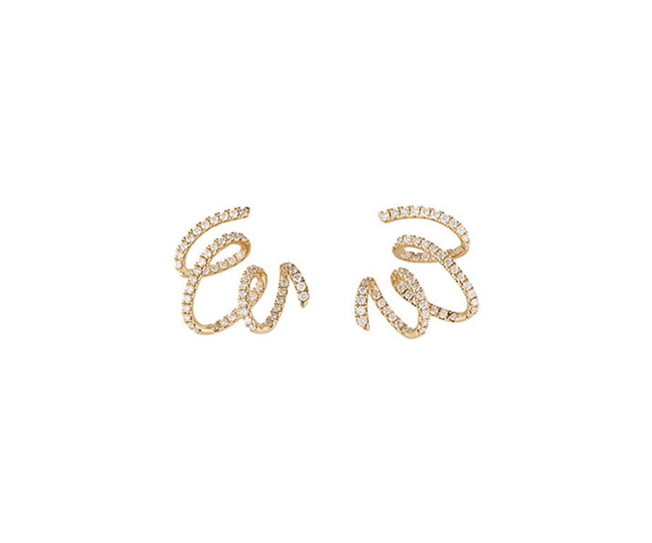 New 0.94ctw Diamond Swirl Abstract Earrings in 14K