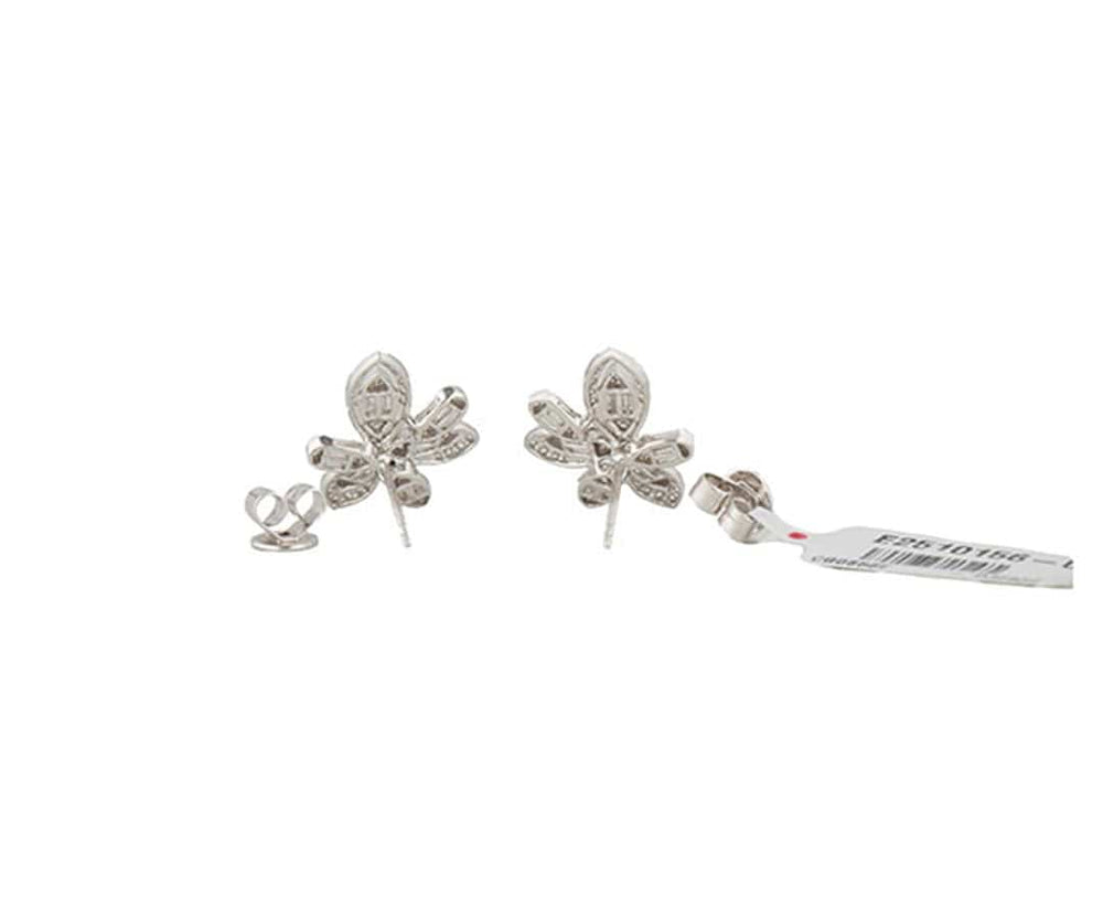 New 0.82ctw Round and Baguette Diamond Frame Floral Earrings in 14K