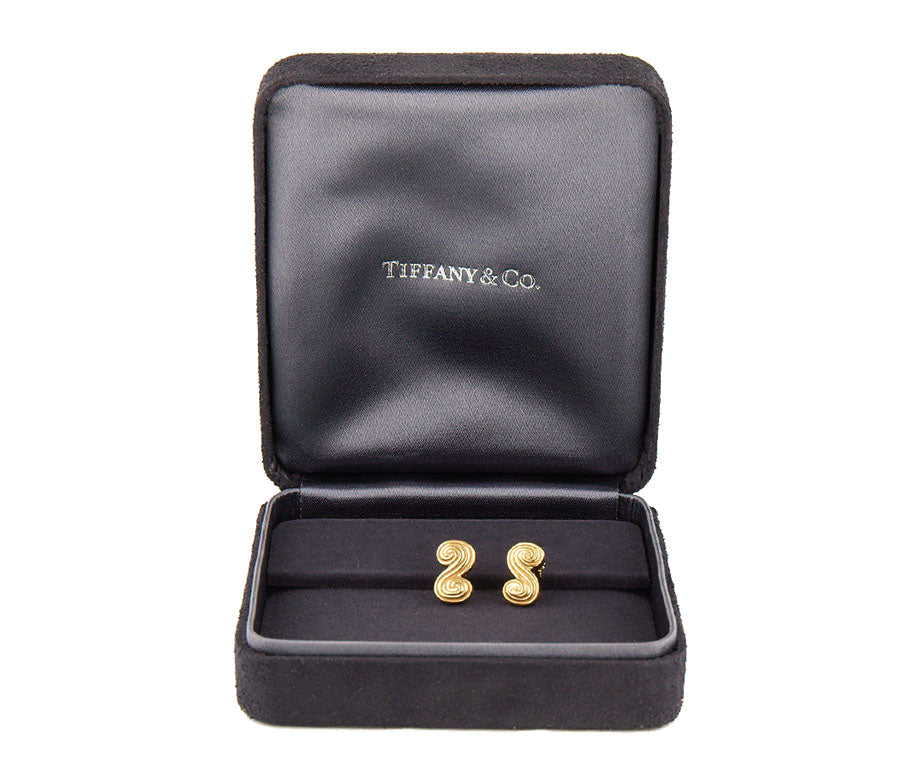 Tiffany & Co. Spiro Swirl Stud Earrings in 18K W/Box