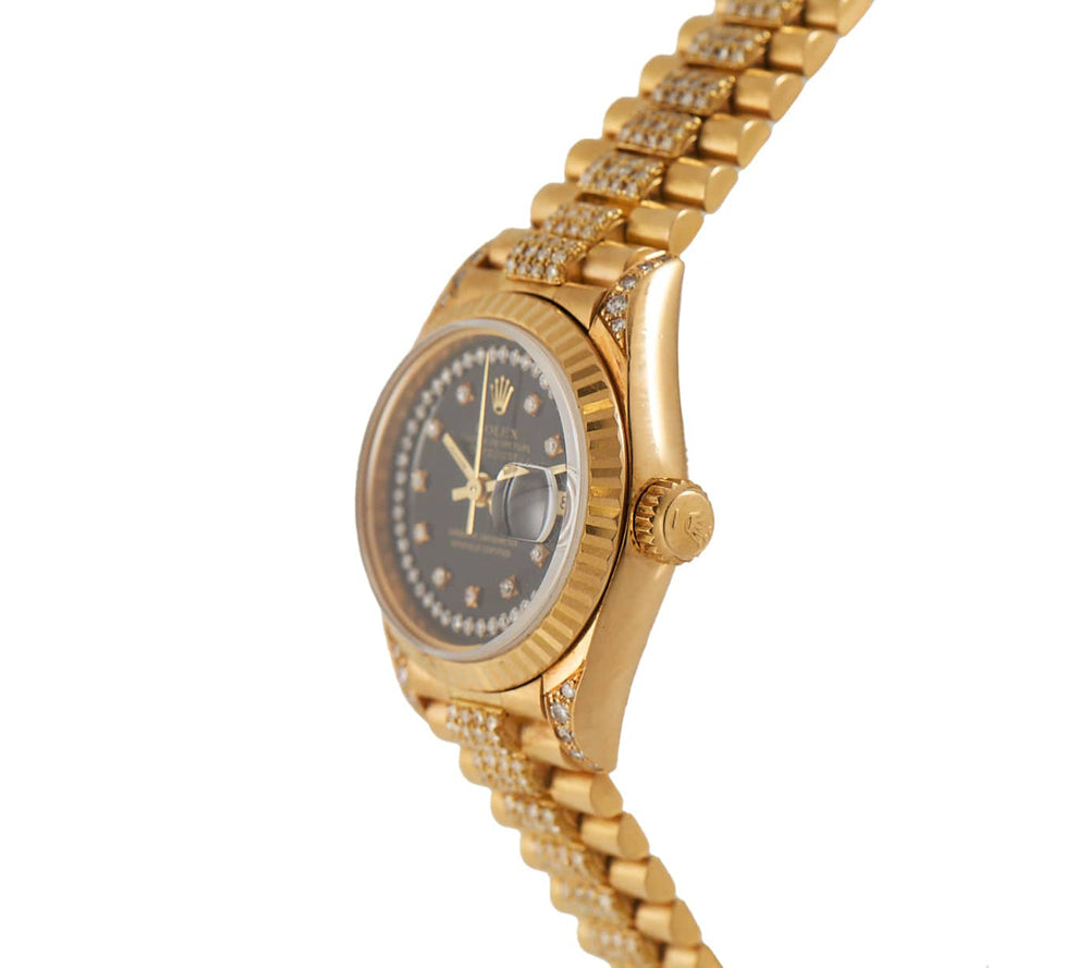 1995 Rolex President 69178 26MM Aftermarket Diamond Dial and Bracelet 18K Ladies Watch