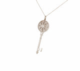 Tiffany & Co. 0.04ct Diamond Daisy Key Pendant Necklace in 18K