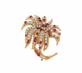 Vintage Van Cleef & Arpels 4.0ctw Diamond and 1.30ctw Ruby Spray Brooch in 18K