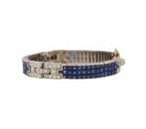 19.0ctw Sapphire and 2.0ctw Diamond Art Deco Inspired Bracelet in 18K