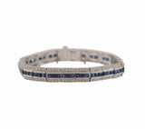 4.30ctw Sapphire and 2.75ctw Diamond Art Deco Inspired Bracelet in Platinum