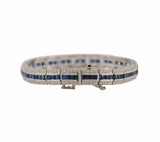4.30ctw Sapphire and 2.75ctw Diamond Art Deco Inspired Bracelet in Platinum