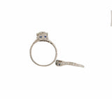 Antique 1.27ct European Diamond and 0.15ctw Sapphire Bridal Set in Platinum