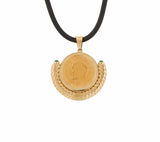 1961 2.5 Pahlavi Coin Decorative Twist Bezel Frame Pendant Necklace in 21K