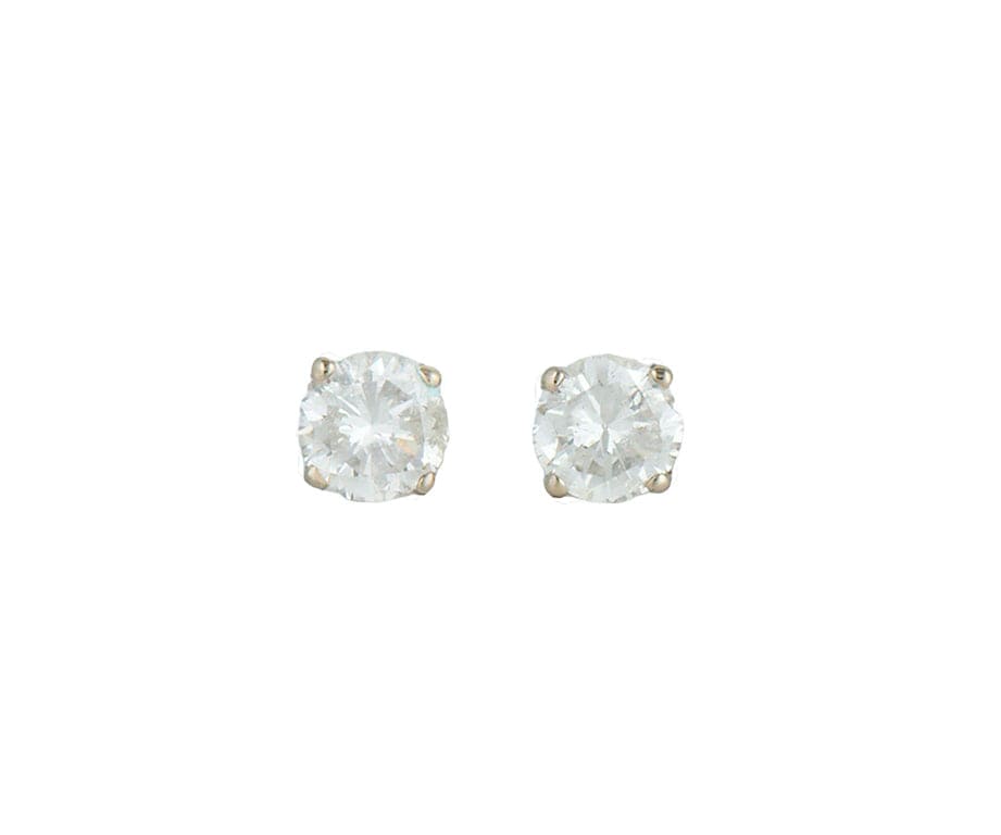 0.98ctw Round Diamond Solitaire Stud Earrings in 14K