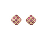 Rhodolite Garnet Bezel Set Clip On Earrings in 14K