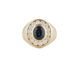 Gents 3.20ct Oval Sapphire and 1.40ctw Diamond Frame Ring in 14K