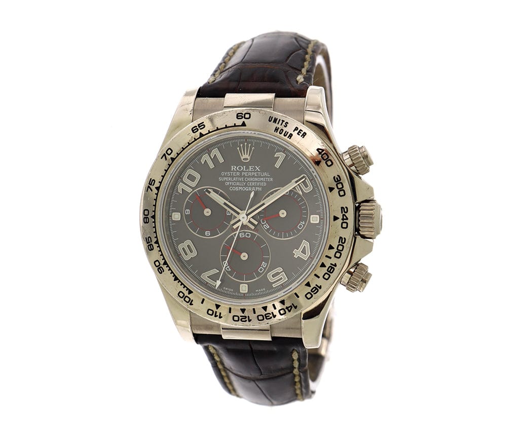 2008 Rolex Daytona 116519 40MM Grey Slate Dial Leather Band