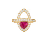0.85ct Trillion Cut Ruby and 1.00ctw Diamond Ring in 14K