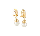 1.00ctw Pave Diamond and Cultured Pearl Drop Earrings in 18K