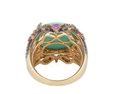 Le Vian Turquoise Pink Sapphire and Chocolate Diamond Domed Statement Ring in14K