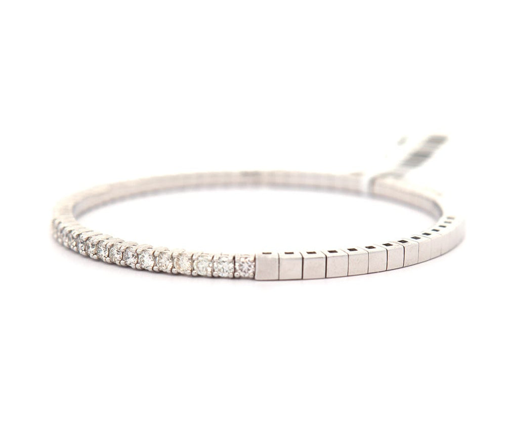 New 1.92ctw Round Diamond Flex Bangle Bracelet in 14K