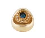 Gents 3.20ct Oval Sapphire and 1.40ctw Diamond Frame Ring in 14K