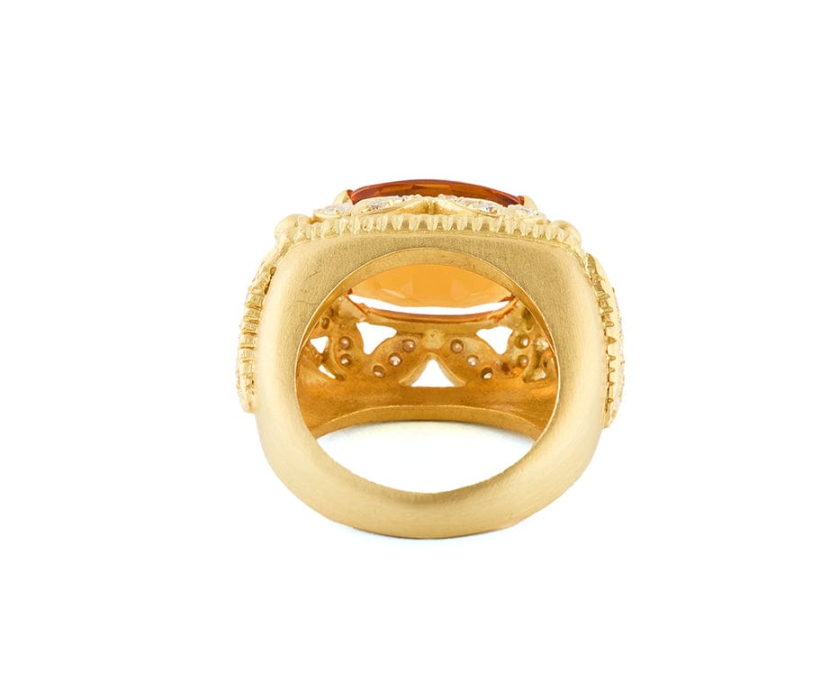 Doris Panos 6.30ct Cushion Citrine and 0.70ctw Diamond Statement Ring in 18K