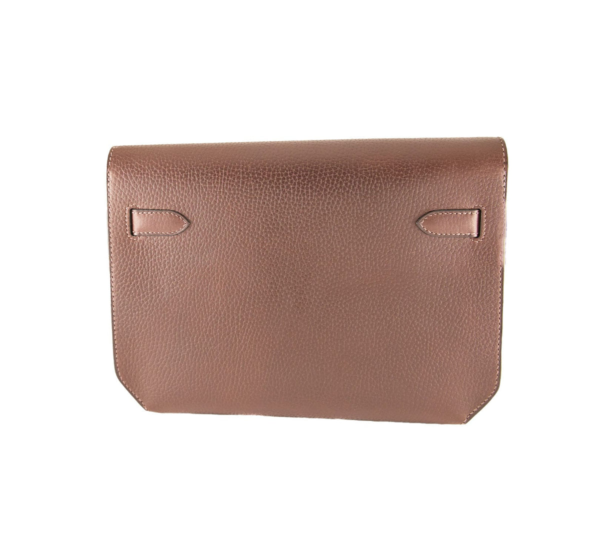 Hermès Kelly Dépêches 25 Brown Leather Pouch Ebene Bag with Box
